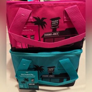Trader Joe’s Mini Coolers. Set of 2 Insulated Pink & Teal
